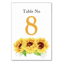 Gelbe Sonnenblumenblume Hochzeitskarte Tischnummer