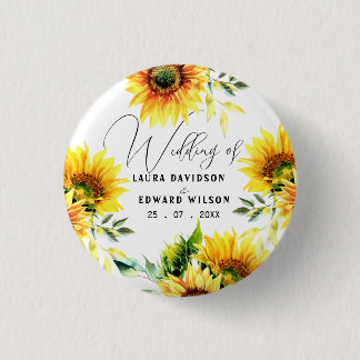 Gelbe Sonnenblumenblume, lebhafter Frühlingsbukett Button
