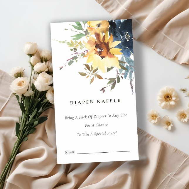 Gelbe Sonnenblumenblume Windelwanne Raffle Babydus Begleitkarte (Von Creator hochgeladen)