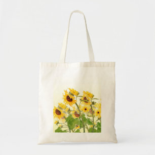 Gelbe Sonnenblumenfelder Wasserfarbe Tragetasche