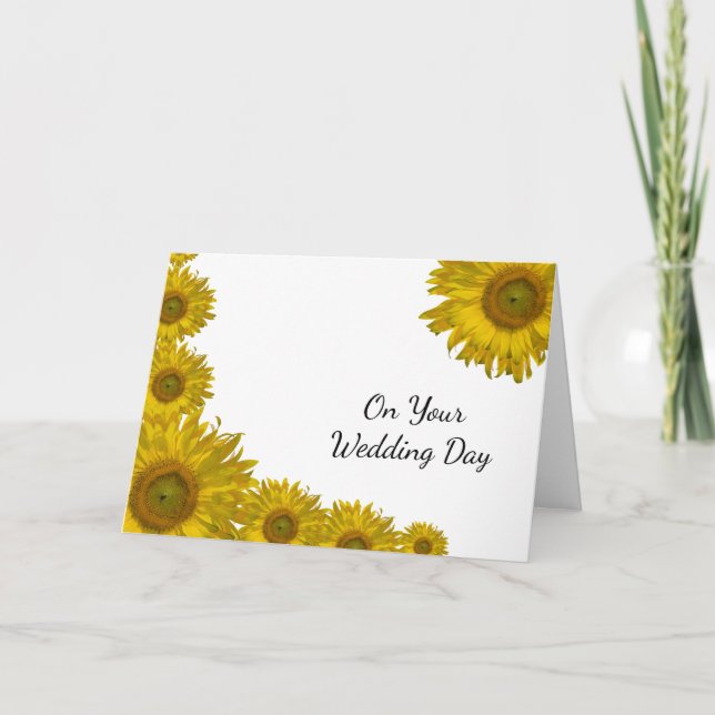 Gelbe Sonnenblumenkante Familienhochzeit Karte (Vorderseite)