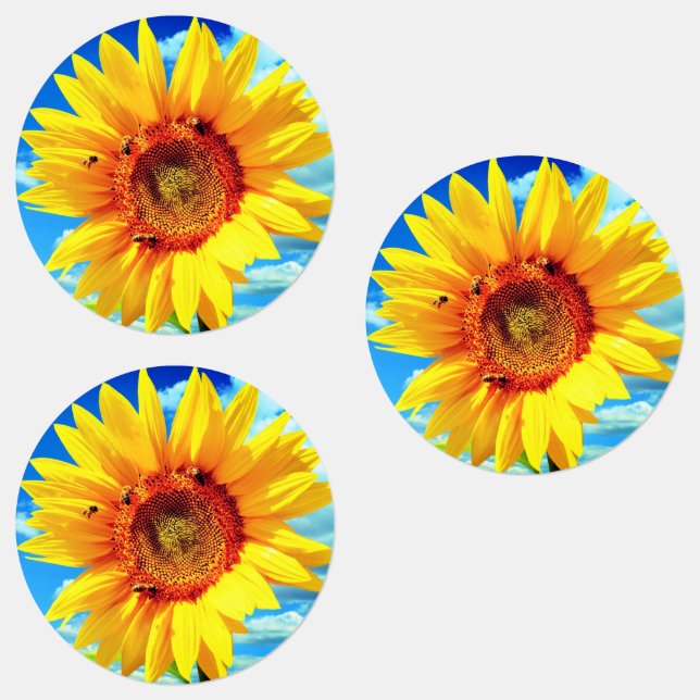 Gelbe Sonnenblumenkleber Etiketten (Gruppe)