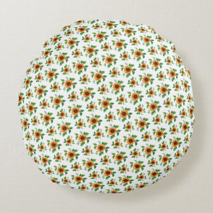 Gelbe Sonnenblumenmuster-Blume Rundes Kissen