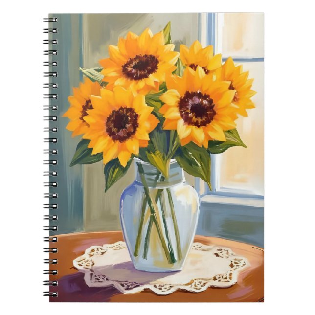Gelbe Sonnenblumenstrauß-Aquarell-Blumen Notizblock (Vorderseite)