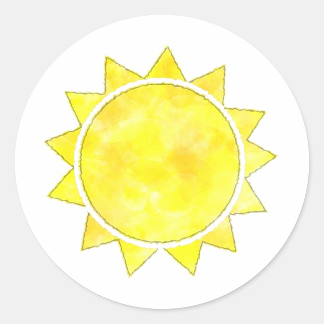 Gelbe Sonnenfarbe Runder Aufkleber (Vorderseite)