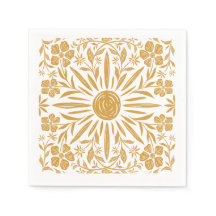 Gelbe Sonnenschein- und Blumendruck-Partyserviette