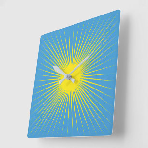 Gelbe Sonnenschutzmauer Quadratische Wanduhr