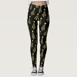 Gelbe Sonnenstrahlen auf Schwarz Leggings