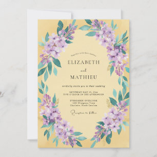 Gelbe sonnige botanische Hochzeit Einladung