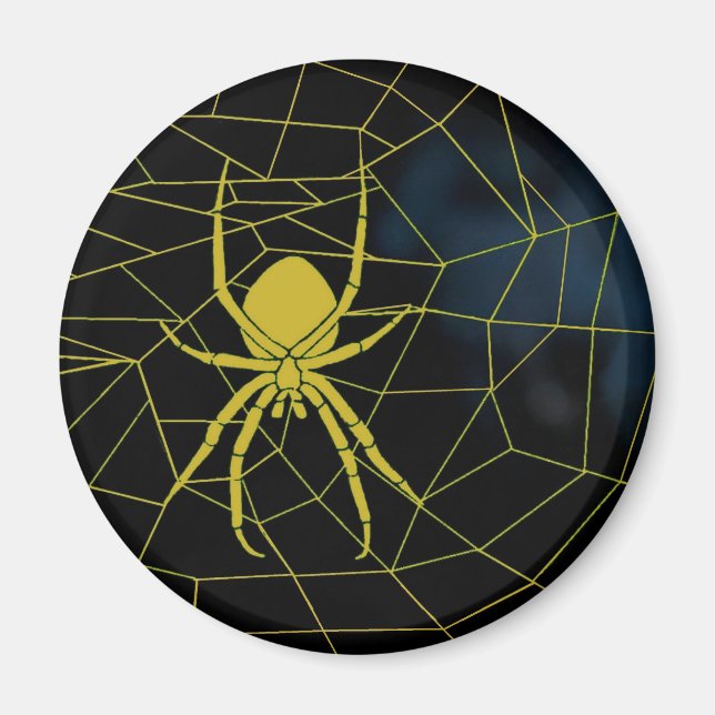 Gelbe Spinne im Netz, Webbing Magnet (Vorne)