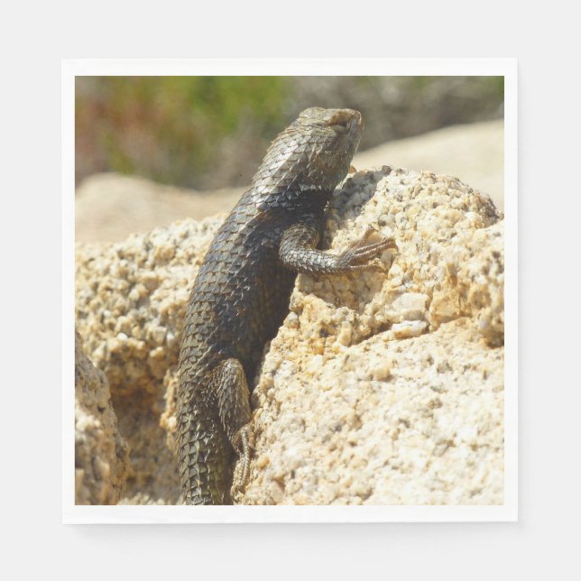 Gelbe Spiny Lizard bei Joshua Tree Serviette (Vorderseite)