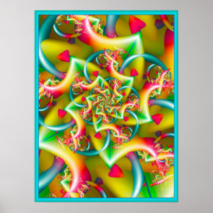 Gelbe Spirale mit rotem Herzen Poster