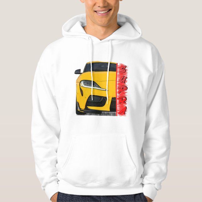 Gelbe Sportwagen Hoodie (Vorderseite)