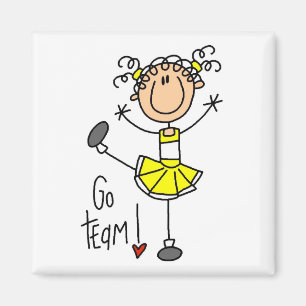Gelbe Stäbchenfigur Cheerleader T-Shirts und Gesch Magnet