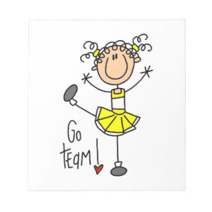 Gelbe Stäbchenfigur Cheerleader T-Shirts und Gesch Notizblock