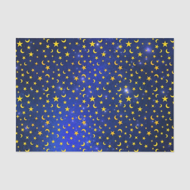 Gelbe Sterne und blaue Galaxie Seidenpapier (Vorderseite)