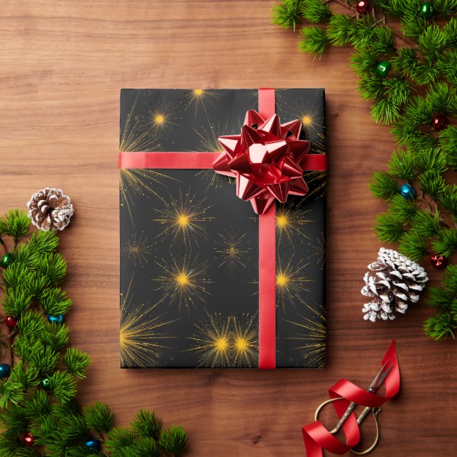 Gelbe Sternexplosion Geschenkpapier (Feiertagsgeschenk)