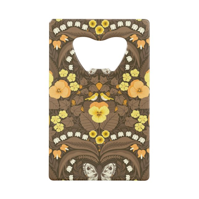 Gelbe Stiefmütterchen, Vögel und Schmetterlinge Geldbeutel Flaschenöffner (Vorderseite)