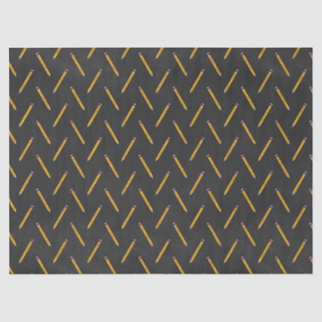 Gelbe Stifte auf Chalkboard-Decoupage Seidenpapier (Vorderseite)