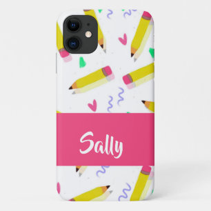 Gelbe Stifte und Scrables auf weiß Case-Mate iPhone Hülle