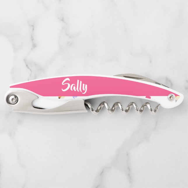 Gelbe Stifte und Scrables auf weiß Kellnermesser (Vorderseite)