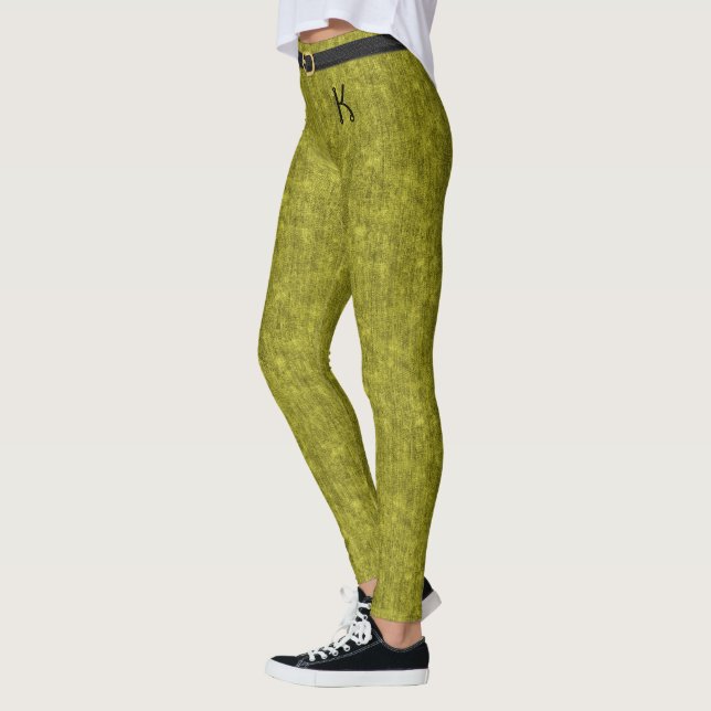 Gelbe Stonealküle Denim Jeans Anfänglich kundenspe Leggings (Links)