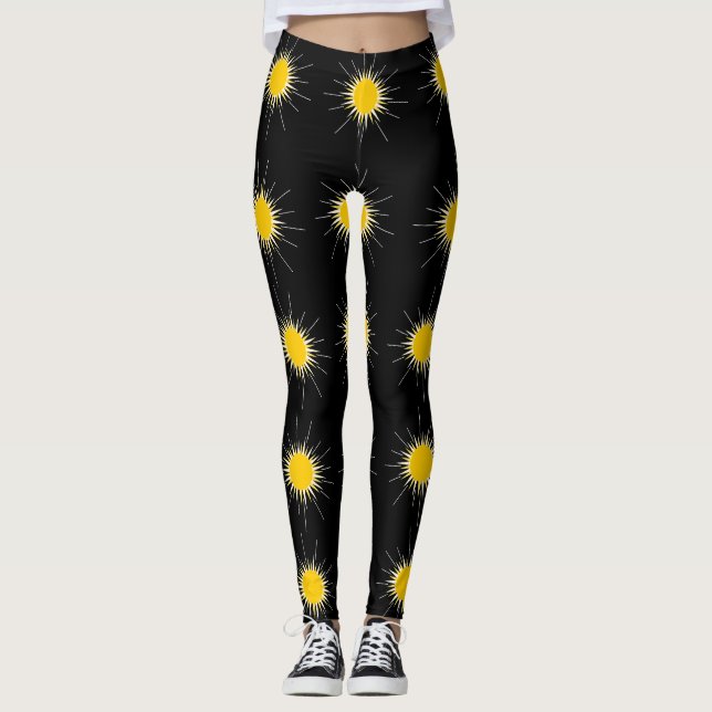 Gelbe strahlend strahlende Sonne Leggings (Vorderseite)