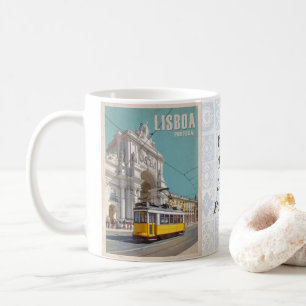 Gelbe Straßenbahn, Augusta Street Arch. Lissabon,  Kaffeetasse