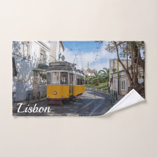 Gelbe Straßenbahn in Lissabon, Portugal Handtuch (Handtuch)