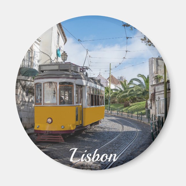 Gelbe Straßenbahn in Lissabon, Portugal Magnet (Vorne)