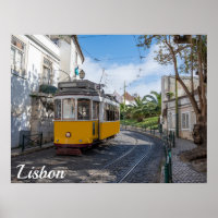 Gelbe Straßenbahn in Lissabon, Portugal