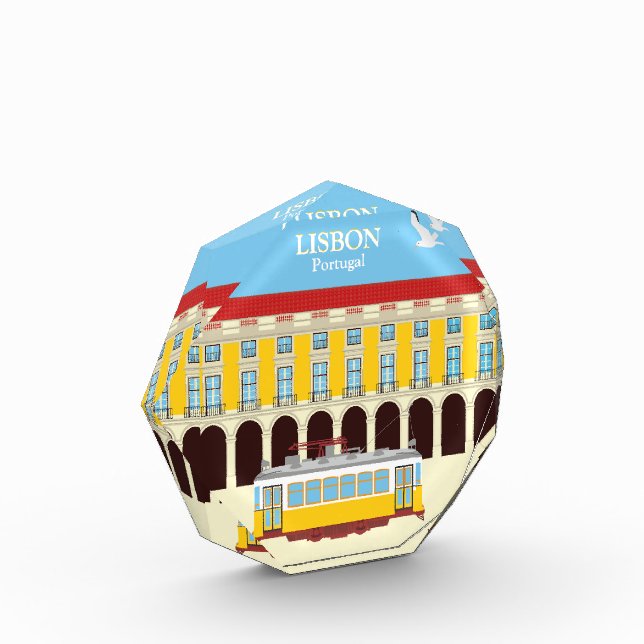 Gelbe Straßenbahn in Lissabon Vintager Stil Fotoblock (Links)