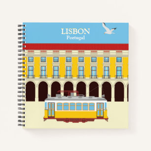 Gelbe Straßenbahn in Lissabon Vintager Stil Notizbuch
