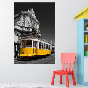 Gelbe Straßenbahn von Lissabon. Augusta Street Arc Fotodruck