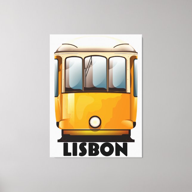 Gelbe Straßenbahnhaltestelle Lissabon Leinwanddruck (Vorderseite)