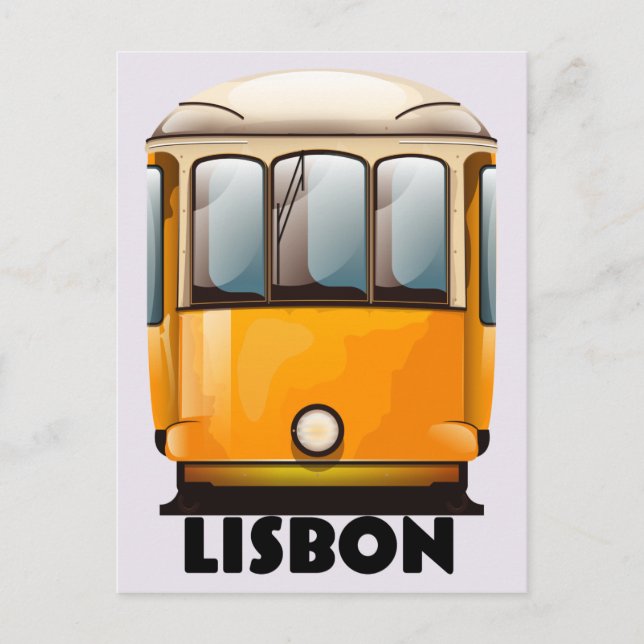Gelbe Straßenbahnhaltestelle Lissabon Postkarte (Vorderseite)