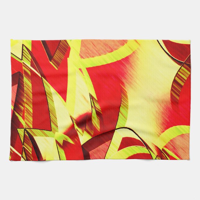 Gelbe Streifen auf rotem, tropftem Bild Geschirrtuch (Horizontal)