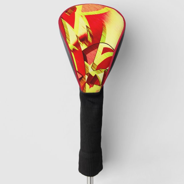 Gelbe Streifen auf rotem, tropftem Bild Golf Headcover (Vorderseite)