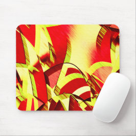 Gelbe Streifen auf rotem, tropftem Bild Mousepad
