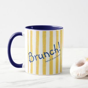 Gelbe Streifen Fette Blaue Brunch Brautparty Tasse