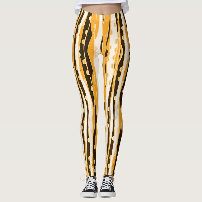 Gelbe Streifen Frauen Leggings (Vorderseite)