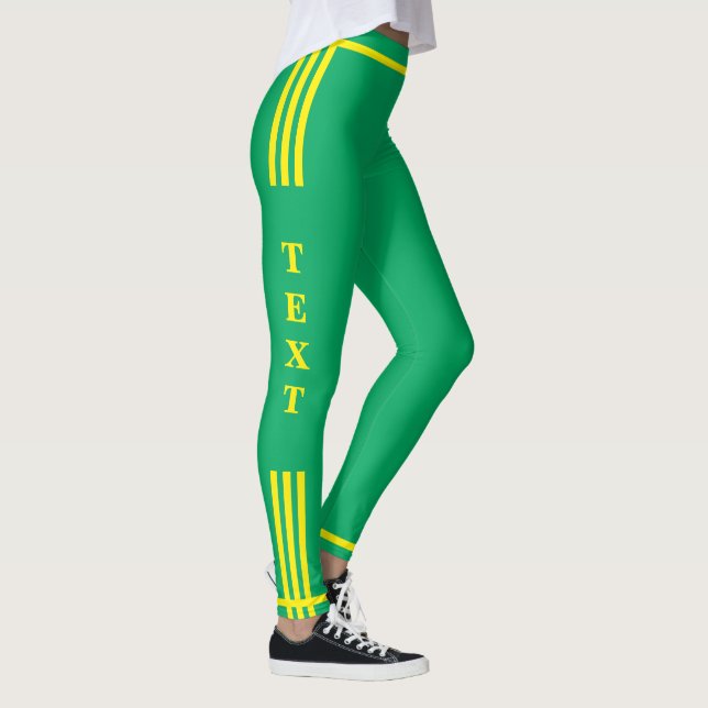 Gelbe Streifen grüne Leggings mit benutzerdefinier (Rechts)
