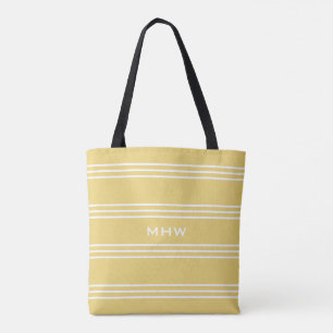 Gelbe Streifen, kundenspezifische Monogramm-Beutel Tasche