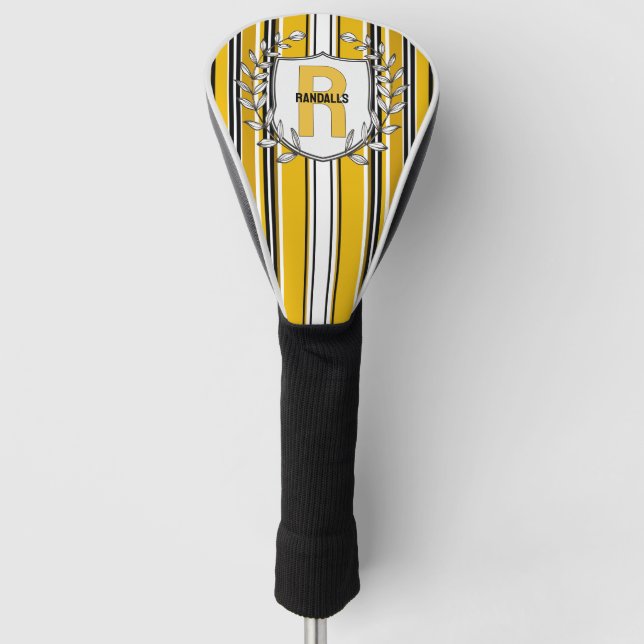 Gelbe Streifen Monogramm Golf Headcover (Vorderseite)