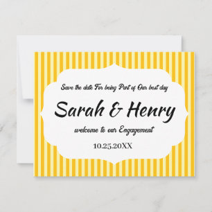 GELBE STREIFEN PERSONALISIERTER NAME SAVE THE DATE RSVP KARTE