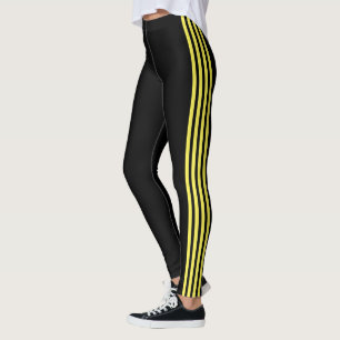 Gelbe Streifen Schwarze Leggings mit Ihren Farben