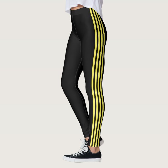 Gelbe Streifen Schwarze Leggings mit Ihren Farben (Links)