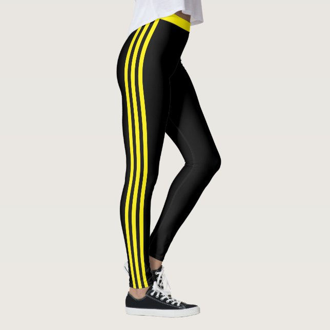 Gelbe Streifen Schwarze Leggings mit Ihren Farben (Rechts)