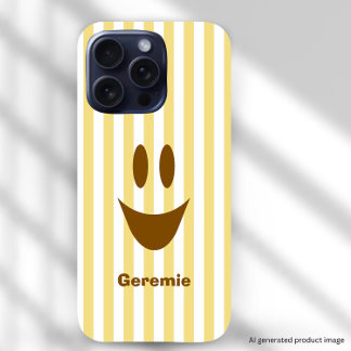 Gelbe Streifen Spaß Brauner Smiley iPhone 16 Pro Hülle