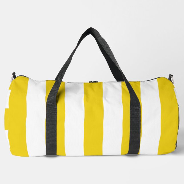 Gelbe Streifen, weiße Streifen, gestreiftes Muster Duffle Bag (Vorderseite)